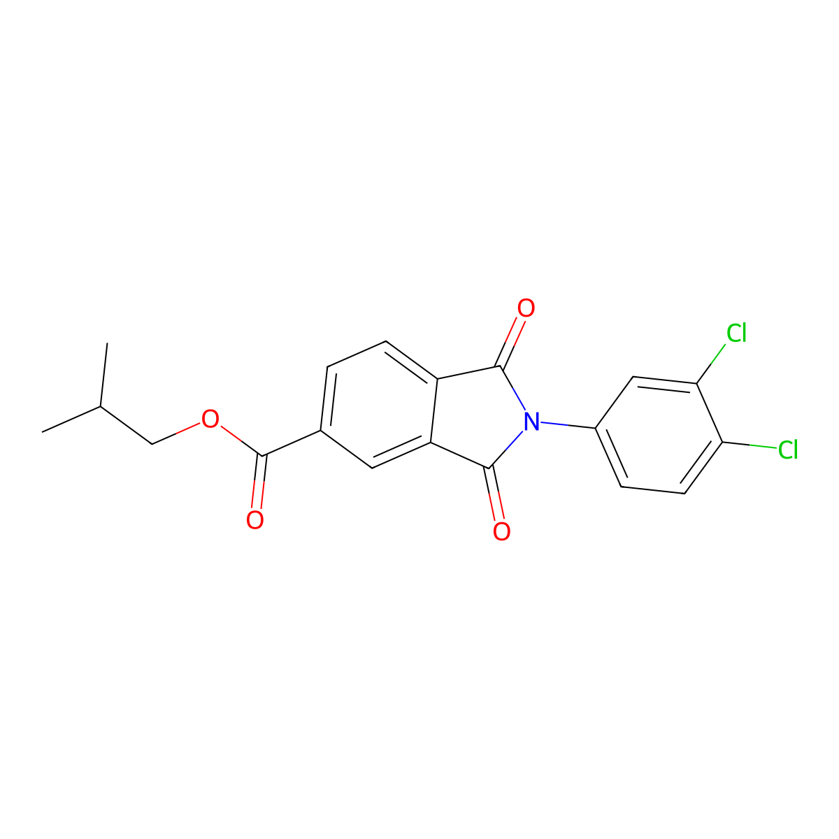 Isobutyl 2-(3,4-dichlorophenyl)-1,3-dioxoisoindoline-5-carboxylate molecular structure, CAS 351994-06-4