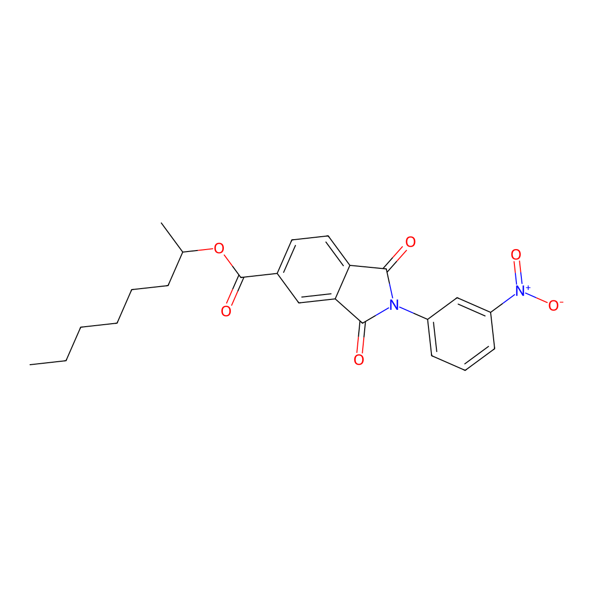 1-Methylheptyl 2-{3-nitrophenyl}-1,3-dioxoisoindoline-5-carboxylate molecular structure, CAS 351994-10-0
