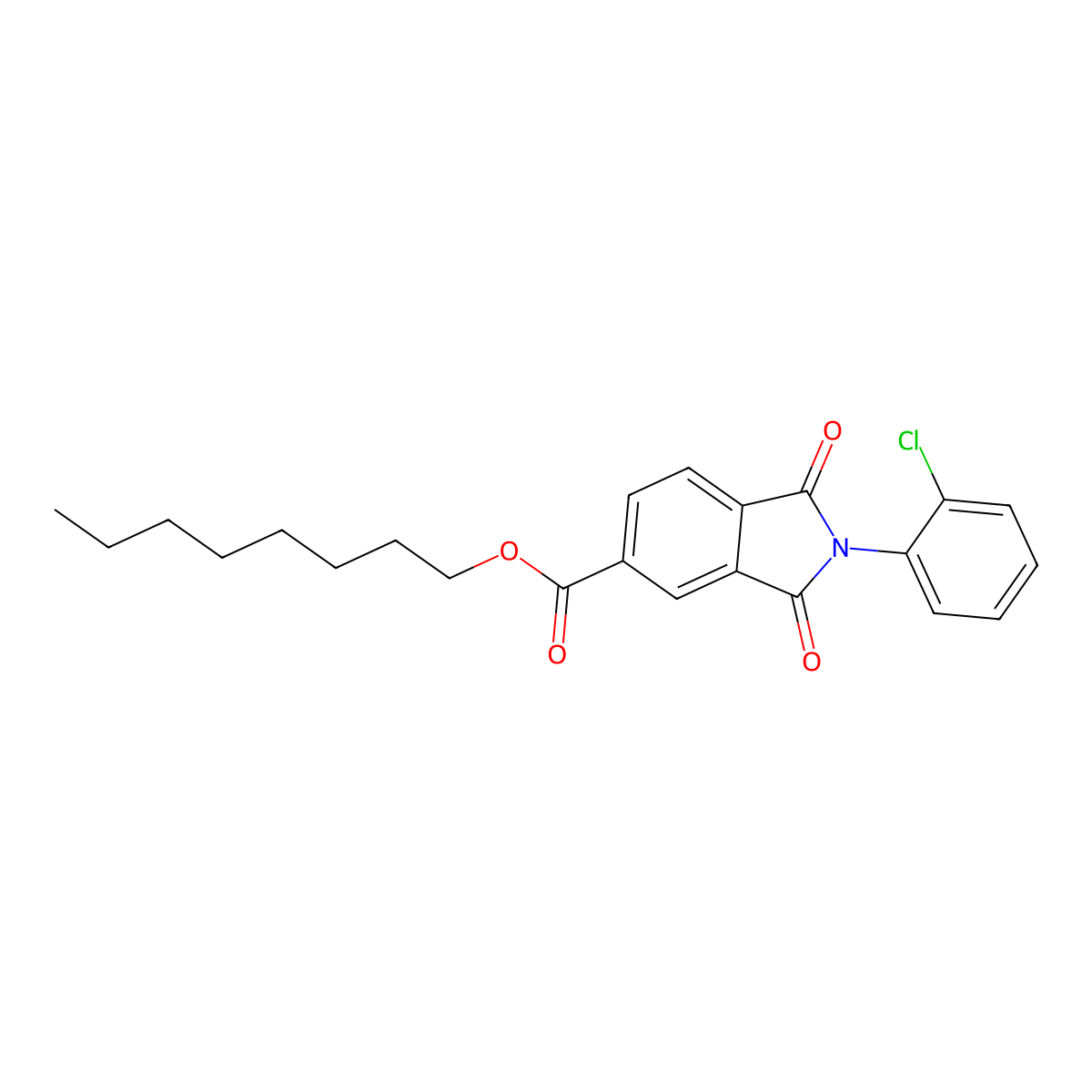Octyl 2-(2-chlorophenyl)-1,3-dioxoisoindoline-5-carboxylate molecular structure, CAS 351995-18-1