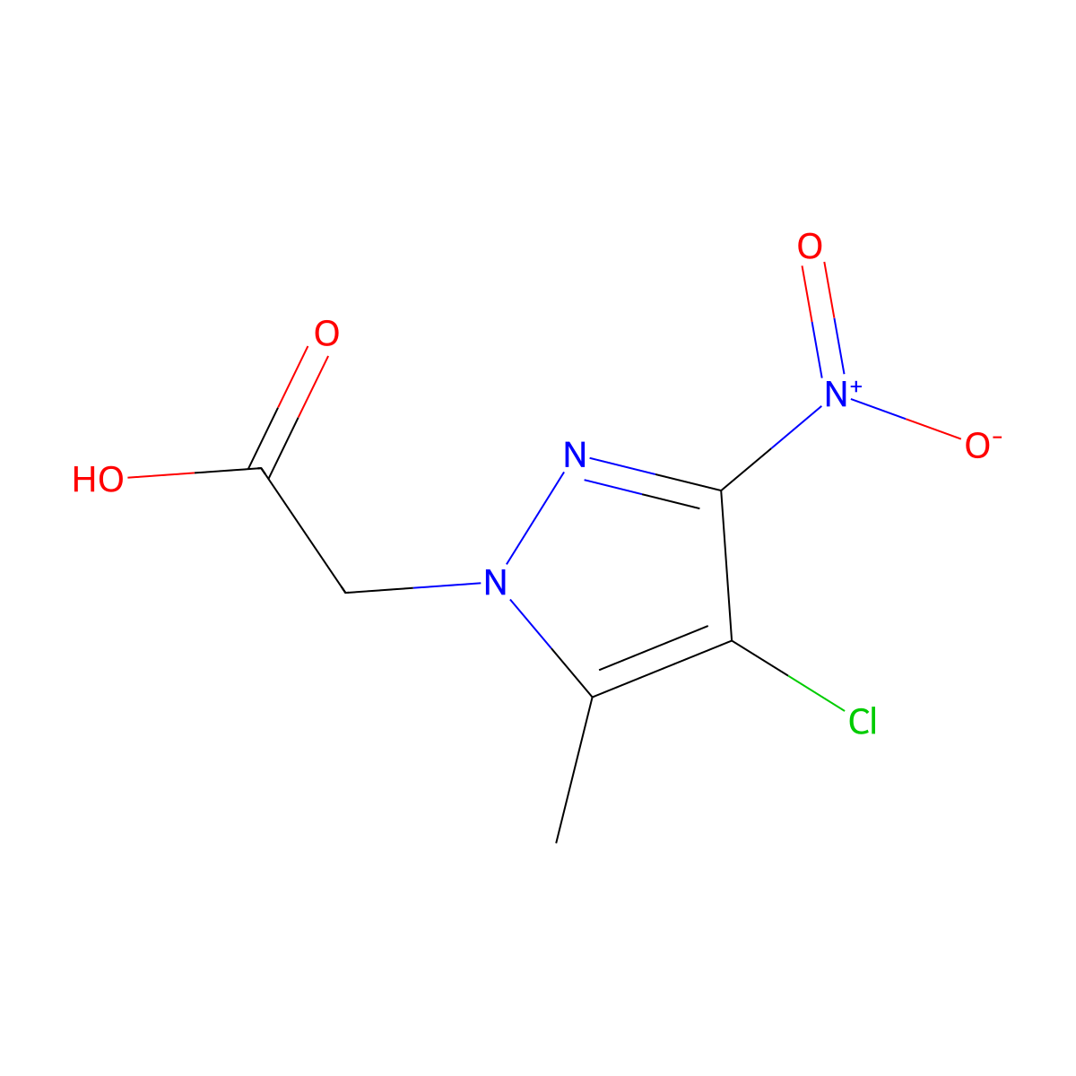 (4-Chloro-5-methyl-3-nitro-1H-pyrazol-1-yl)acetic acid molecular structure, CAS 351996-53-7