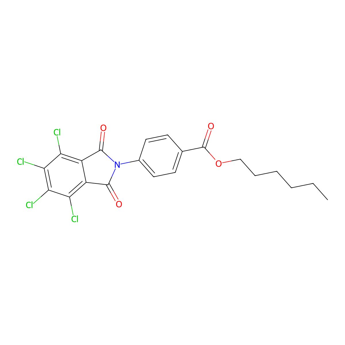 hexyl 4-(4,5,6,7-tetrachloro-1,3-dioxo-1,3-dihydro-2H-isoindol-2-yl)benzoate molecular structure, CAS 351998-38-4