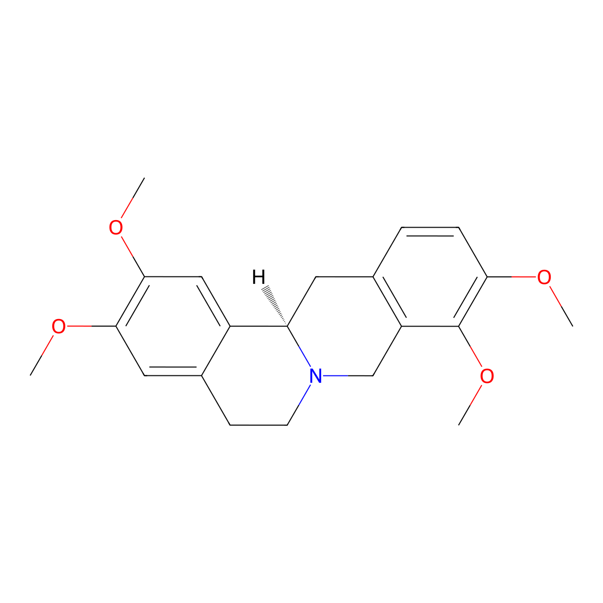 Tetrahydropalmatine, (+)- molecular structure, CAS 3520-14-7