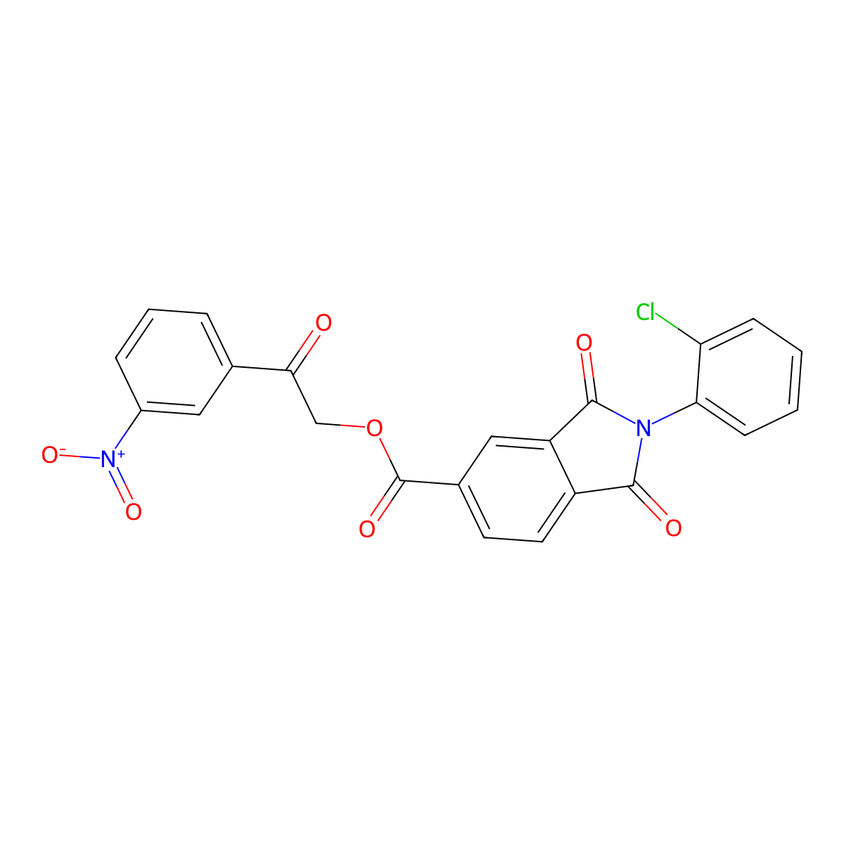 2-(3-nitrophenyl)-2-oxoethyl 2-(2-chlorophenyl)-1,3-dioxo-2,3-dihydro-1H-isoindole-5-carboxylate molecular structure, CAS 352005-10-8