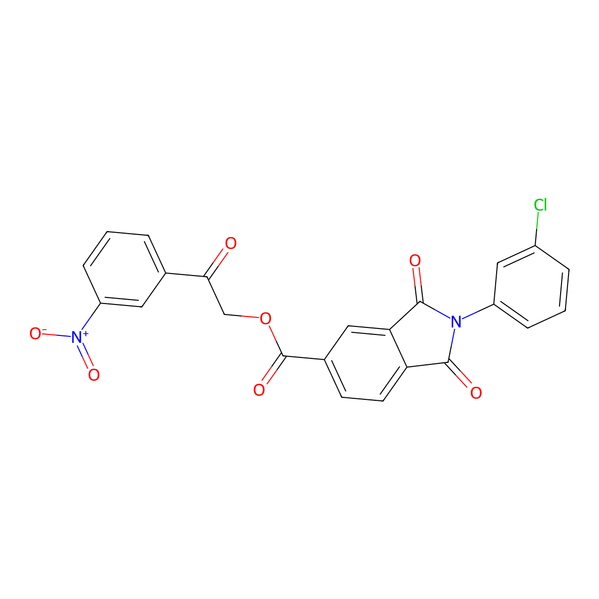 2-(3-Nitrophenyl)-2-oxoethyl 2-(3-chlorophenyl)-1,3-dioxoisoindoline-5-carboxylate molecular structure, CAS 352005-15-3
