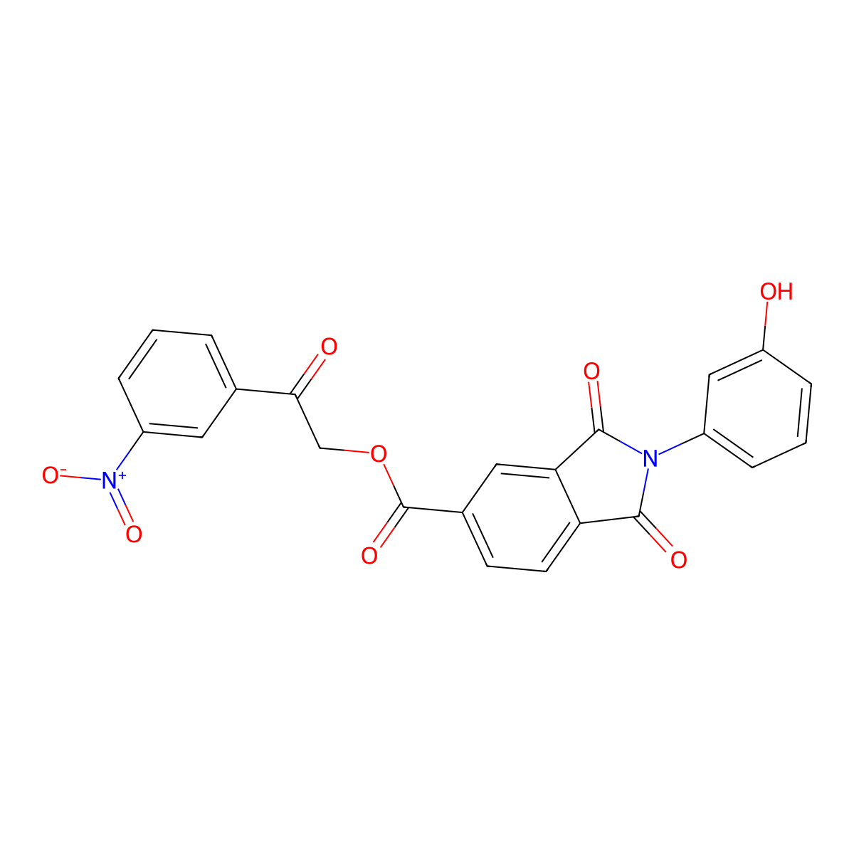 2-{3-Nitrophenyl}-2-oxoethyl 2-(3-hydroxyphenyl)-1,3-dioxoisoindoline-5-carboxylate molecular structure, CAS 352005-26-6