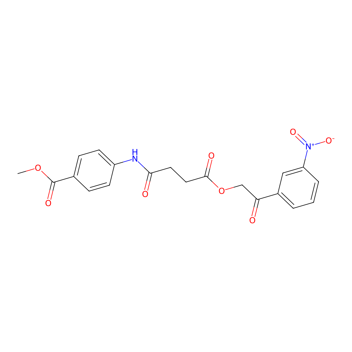 Methyl 4-({4-[2-(3-nitrophenyl)-2-oxoethoxy]-4-oxobutanoyl}amino)benzoate molecular structure, CAS 352005-30-2