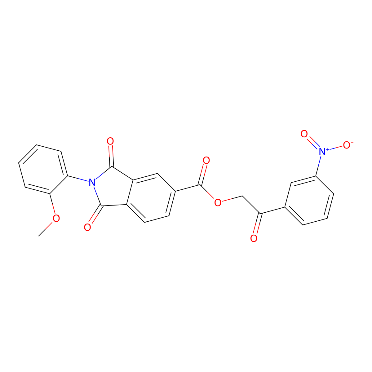 2-(3-Nitrophenyl)-2-oxoethyl 2-(2-methoxyphenyl)-1,3-dioxoisoindoline-5-carboxylate molecular structure, CAS 352005-43-7