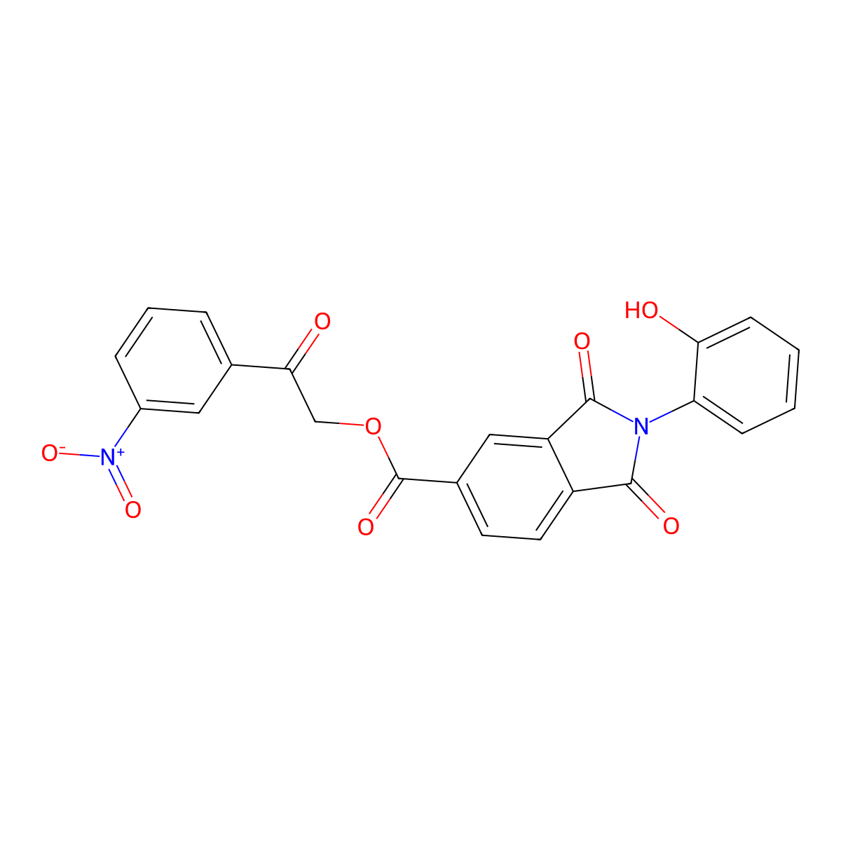 2-(3-nitrophenyl)-2-oxoethyl 2-(2-hydroxyphenyl)-1,3-dioxo-2,3-dihydro-1H-isoindole-5-carboxylate molecular structure, CAS 352005-46-0