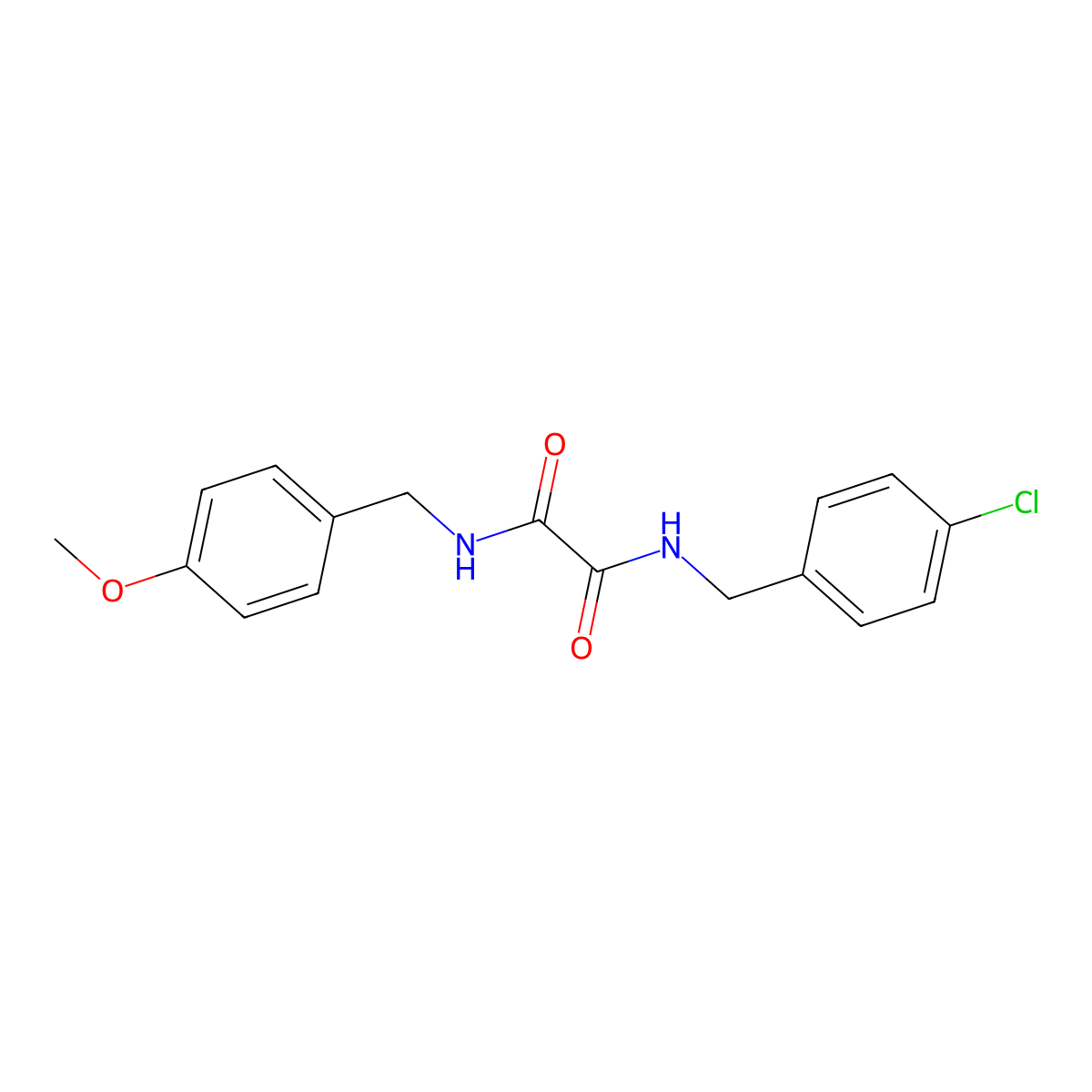 N'-[(4-chlorophenyl)methyl]-N-[(4-methoxyphenyl)methyl]oxamide molecular structure, CAS 352013-00-4
