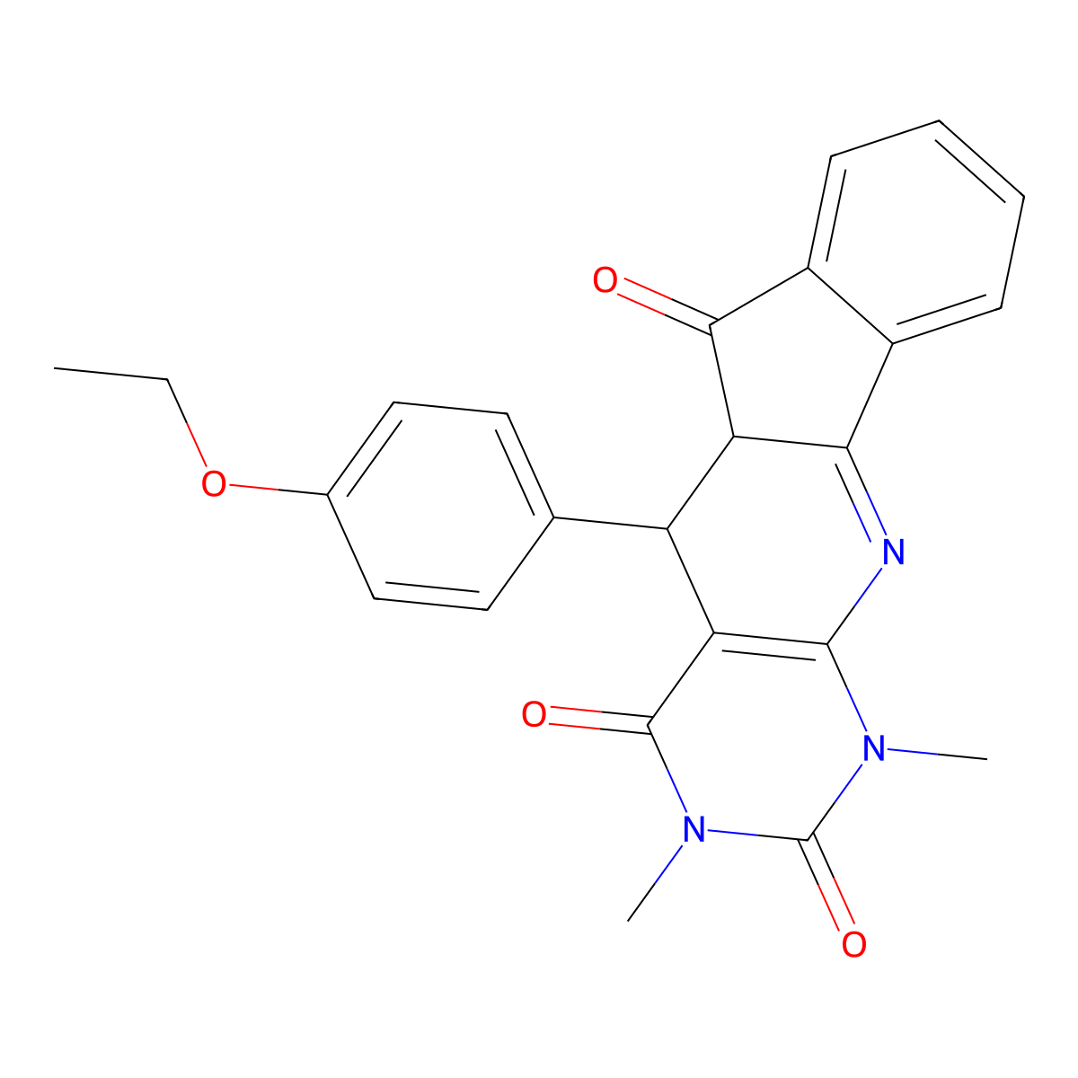 5-(4-ethoxyphenyl)-1,3-dimethyl-5,5a-dihydro-1H-indeno[2',1':5,6]pyrido[2,3-d]pyrimidine-2,4,6(3H)-trione molecular structure, CAS 352016-81-0