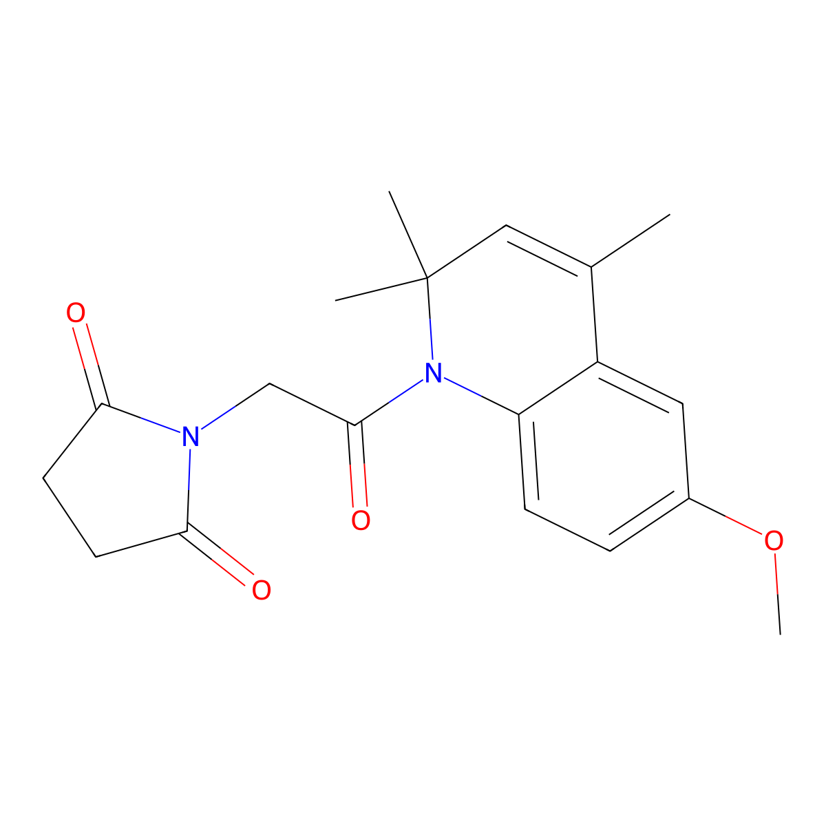 1-[2-(6-methoxy-2,2,4-trimethylquinolin-1(2H)-yl)-2-oxoethyl]pyrrolidine-2,5-dione molecular structure, CAS 352016-88-7