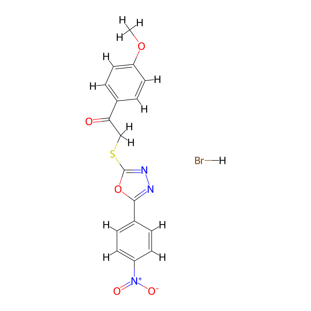 1-(4-Methoxyphenyl)-2-((5-(4-nitrophenyl)-1,3,4-oxadiazol-2-yl)thio)ethanone hydrobromide molecular structure, CAS 352018-22-5