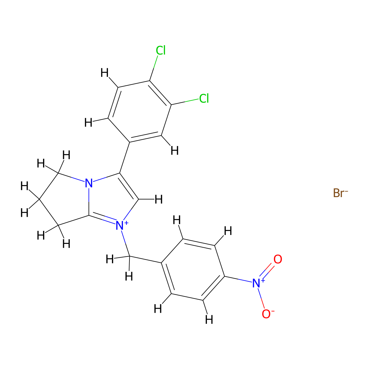 3-(3,4-dichlorophenyl)-1-(4-nitrobenzyl)-6,7-dihydro-5H-pyrrolo[1,2-a]imidazol-1-ium bromide molecular structure, CAS 352018-43-0