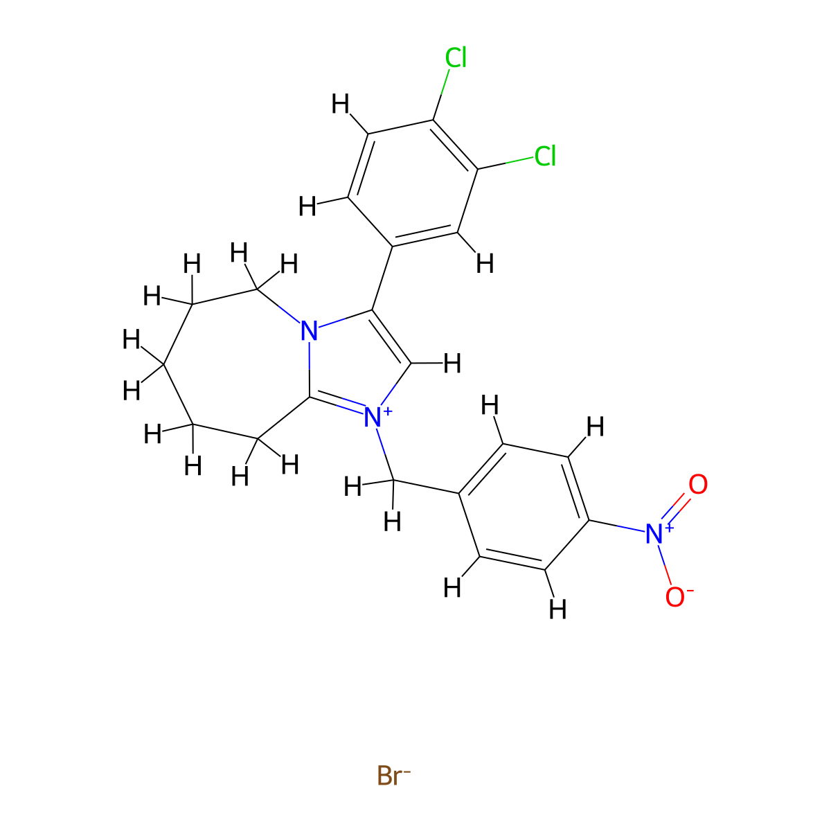 3-(3,4-dichlorophenyl)-1-(4-nitrobenzyl)-6,7,8,9-tetrahydro-5H-imidazo[1,2-a]azepin-1-ium bromide molecular structure, CAS 352018-44-1
