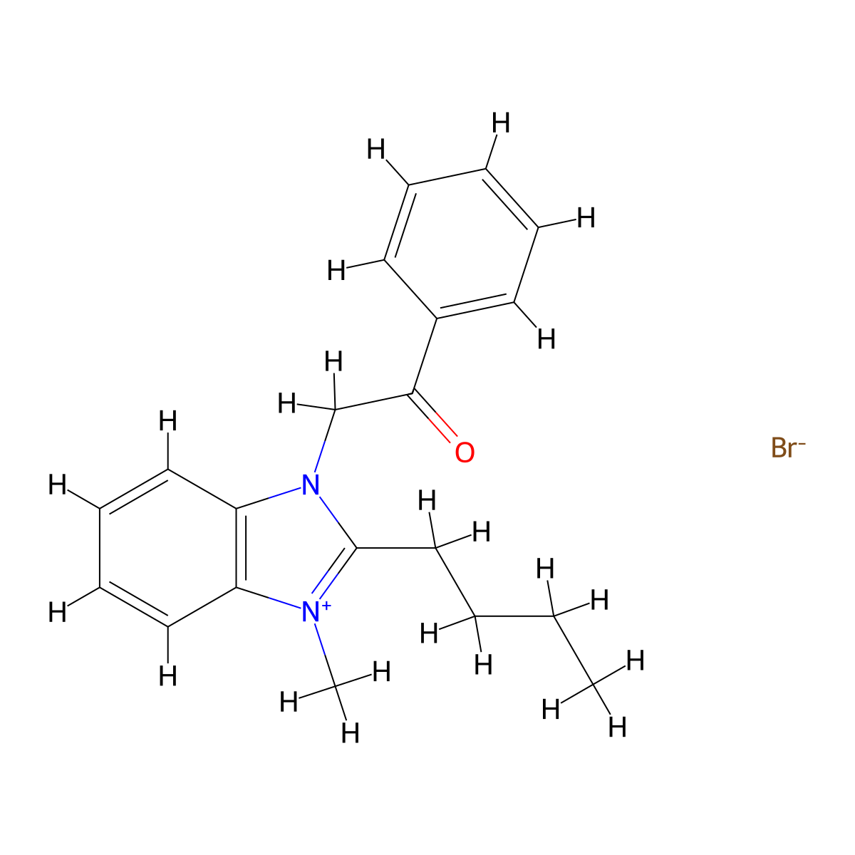 2-butyl-3-methyl-1-(2-oxo-2-phenylethyl)-1H-benzo[d]imidazol-3-ium bromide molecular structure, CAS 352018-46-3