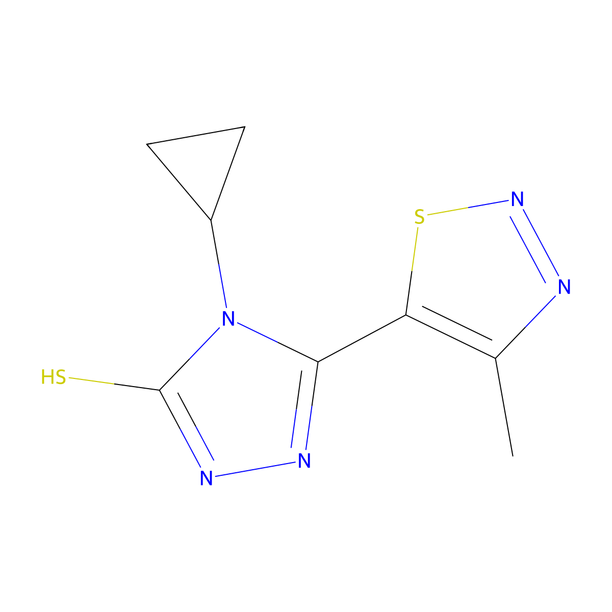 4-cyclopropyl-5-(4-methyl-1,2,3-thiadiazol-5-yl)-4H-1,2,4-triazole-3-thiol molecular structure, CAS 352018-98-5