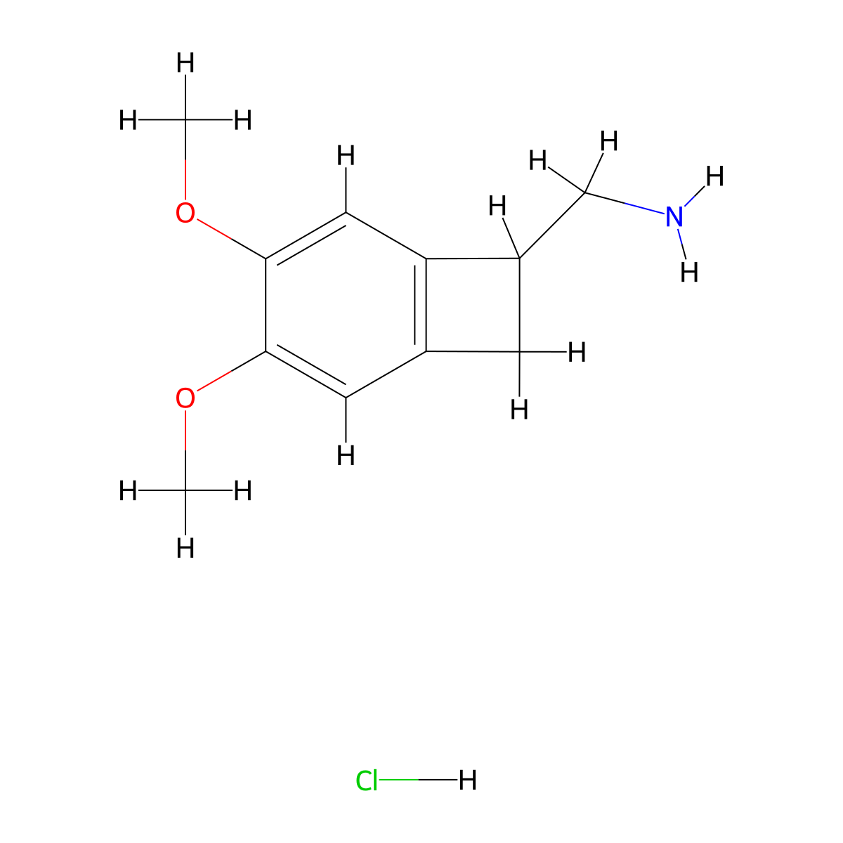 (3,4-Dimethoxybicyclo[4.2.0]octa-1,3,5-trien-7-yl)methanamine hydrochloride molecular structure, CAS 35202-55-2