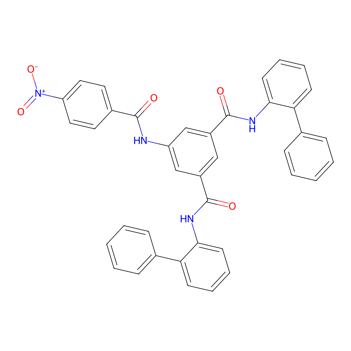 5-[(4-nitrobenzoyl)amino]-1-N,3-N-bis(2-phenylphenyl)benzene-1,3-dicarboxamide molecular structure, CAS 352020-42-9