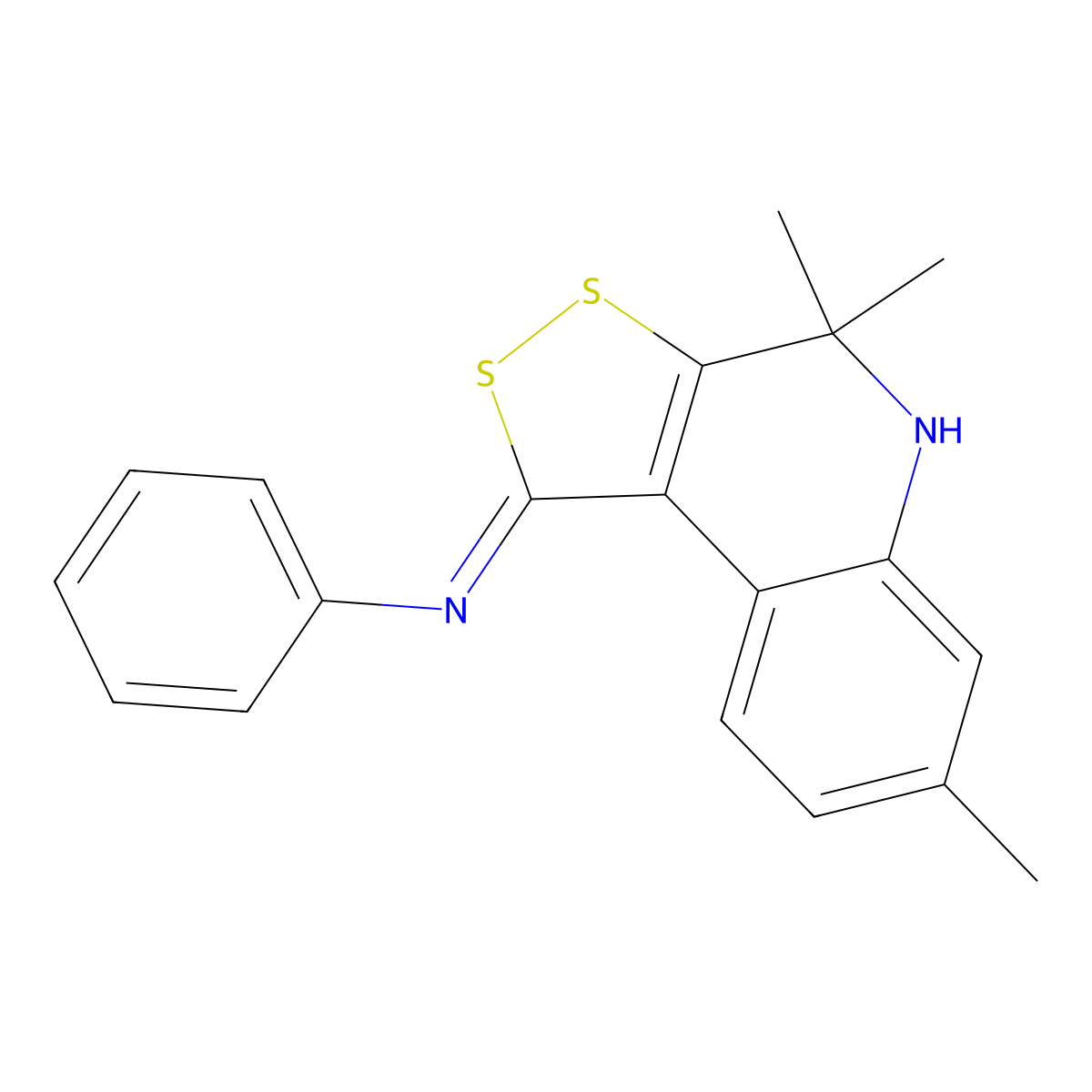 N-(4,4,7-trimethyl-4,5-dihydro-1H-[1,2]dithiolo[3,4-c]quinolin-1-ylidene)aniline molecular structure, CAS 352021-14-8