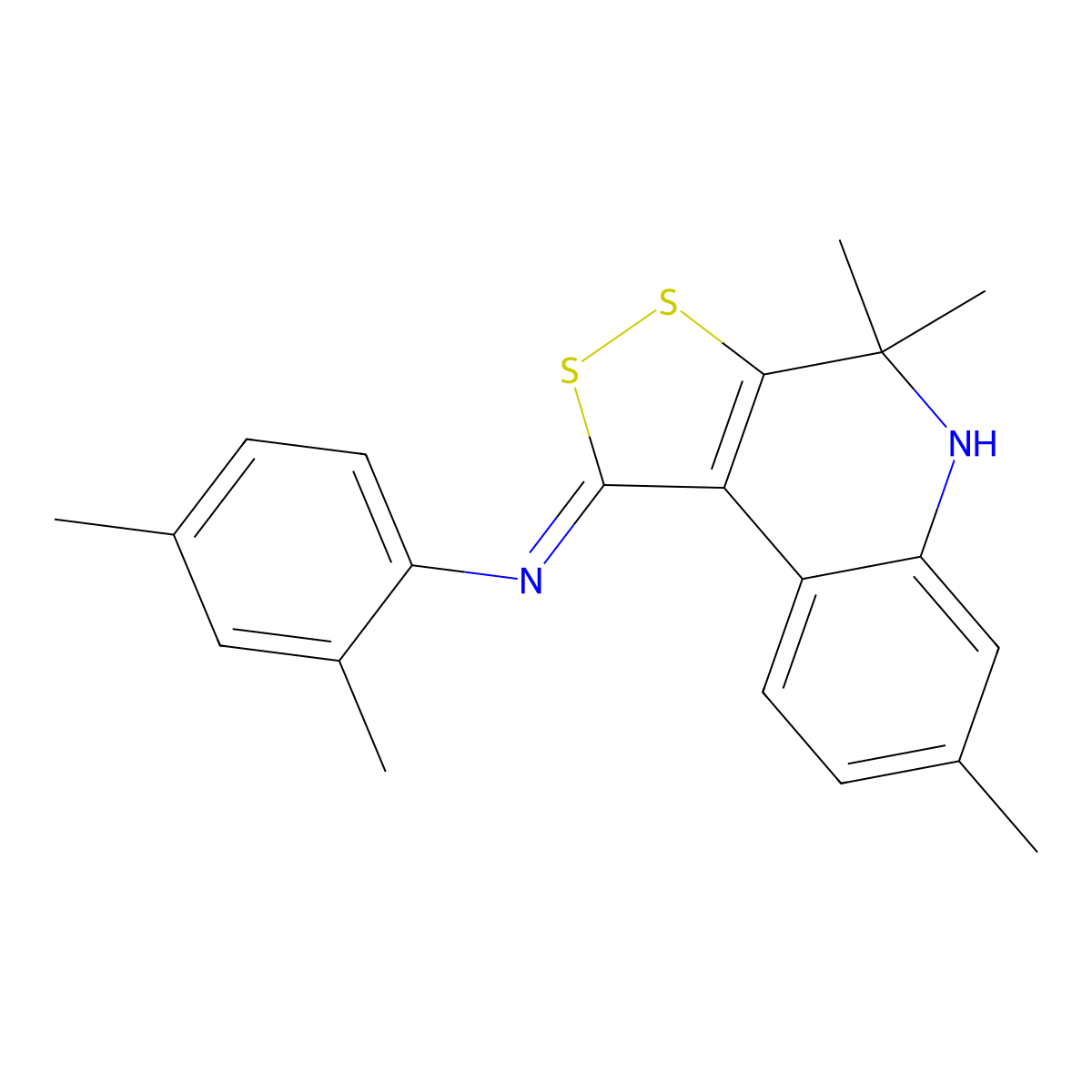 N-(2,4-dimethylphenyl)-4,4,7-trimethyl-5H-dithiolo[3,4-c]quinolin-1-imine molecular structure, CAS 352021-15-9