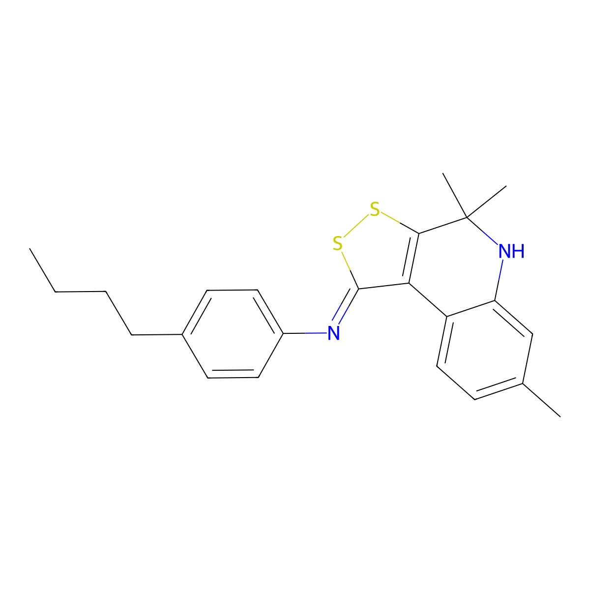 (4-butylphenyl)(4,4,7-trimethyl-4,5-dihydro-1H-[1,2]dithiolo[3,4-c]quinolin-1-ylidene)amine molecular structure, CAS 352021-16-0