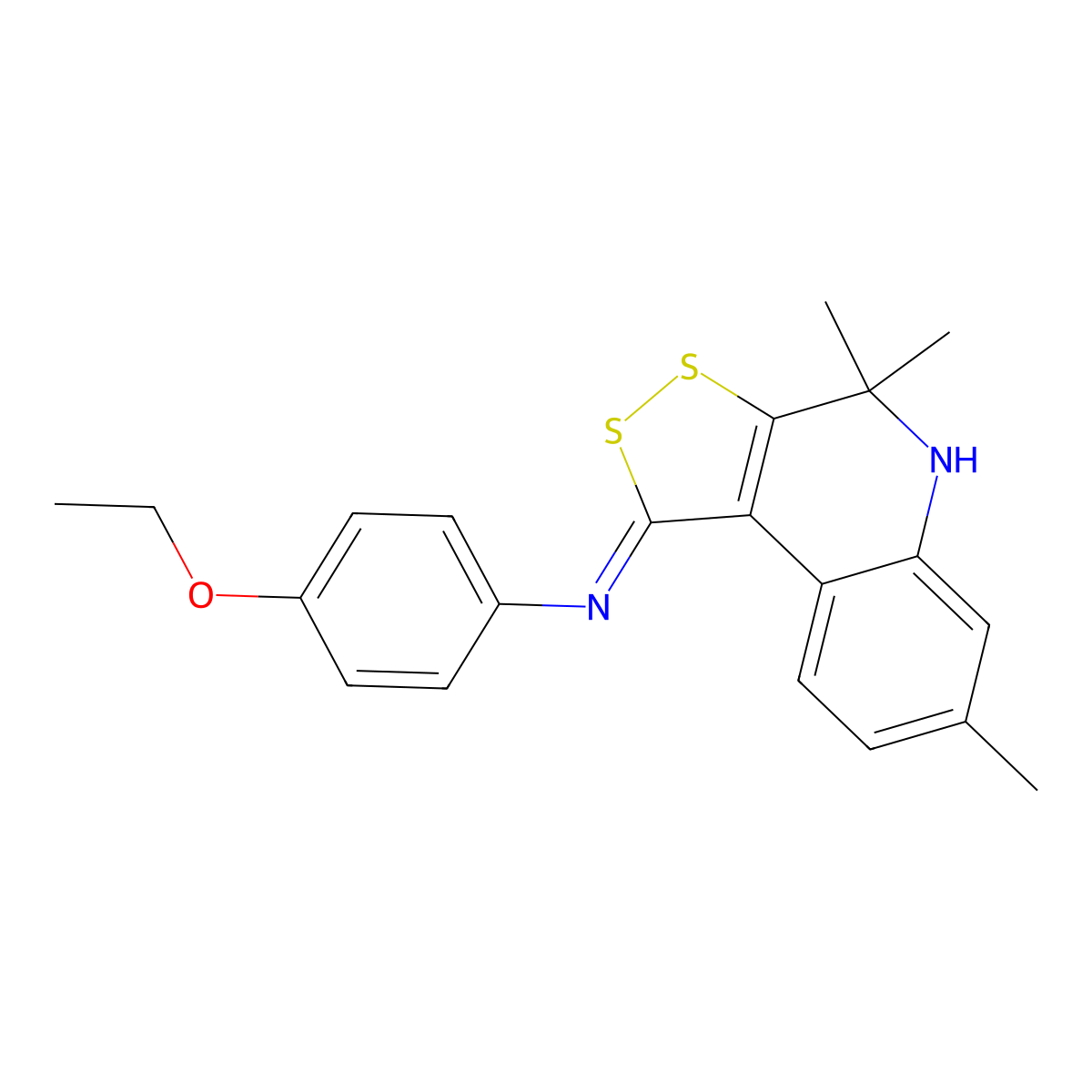 4-ethoxy-N-[(1E)-4,4,7-trimethyl-4,5-dihydro-1H-[1,2]dithiolo[3,4-c]quinolin-1-ylidene]aniline molecular structure, CAS 352021-18-2