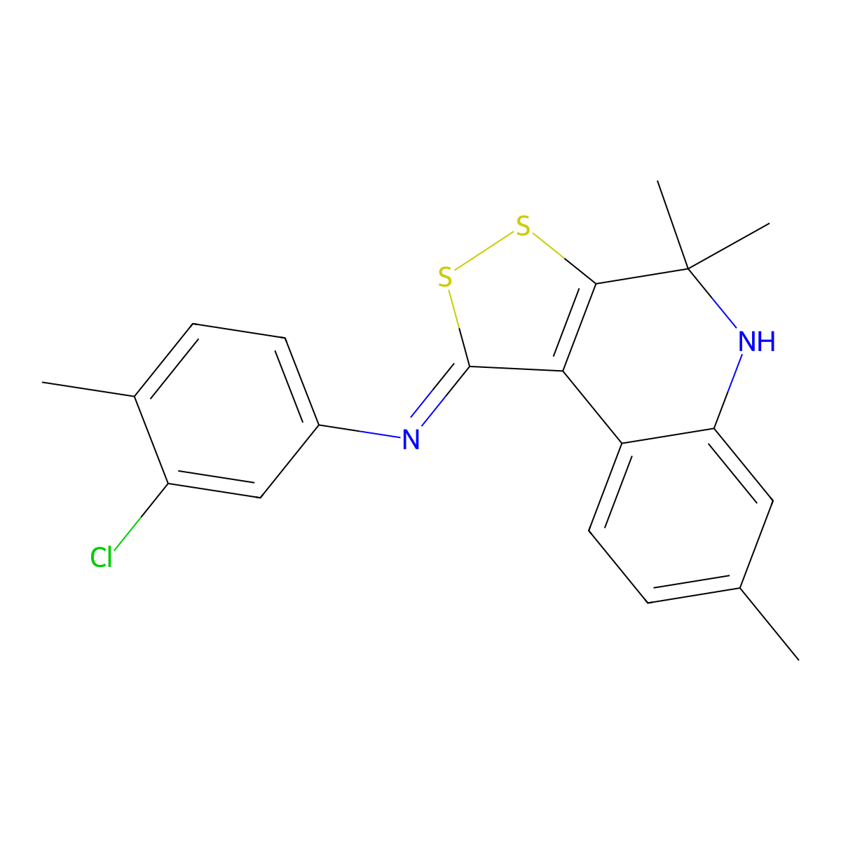 3-chloro-4-methyl-N-[(1E)-4,4,7-trimethyl-4,5-dihydro-1H-[1,2]dithiolo[3,4-c]quinolin-1-ylidene]aniline molecular structure, CAS 352021-20-6