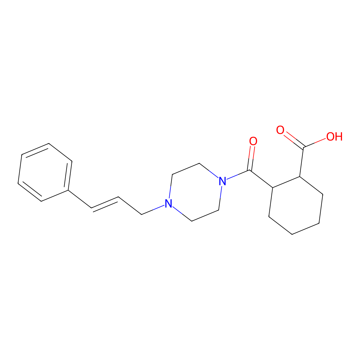 2-{4-[(2E)-3-phenylprop-2-en-1-yl]piperazine-1-carbonyl}cyclohexane-1-carboxylic acid molecular structure, CAS 352023-14-4