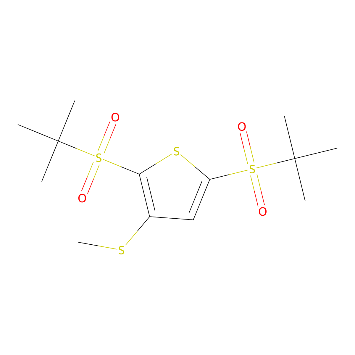 2,5-Bis(tert-butylsulfonyl)-3-methylsulfanylthiophene molecular structure, CAS 352023-97-3
