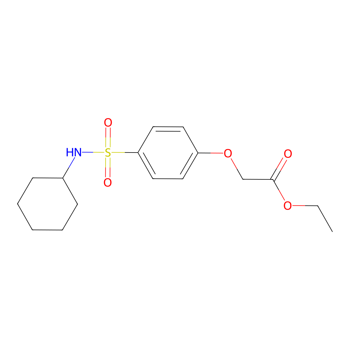 Ethyl 2-[4-(cyclohexylsulfamoyl)phenoxy]acetate molecular structure, CAS 352024-13-6