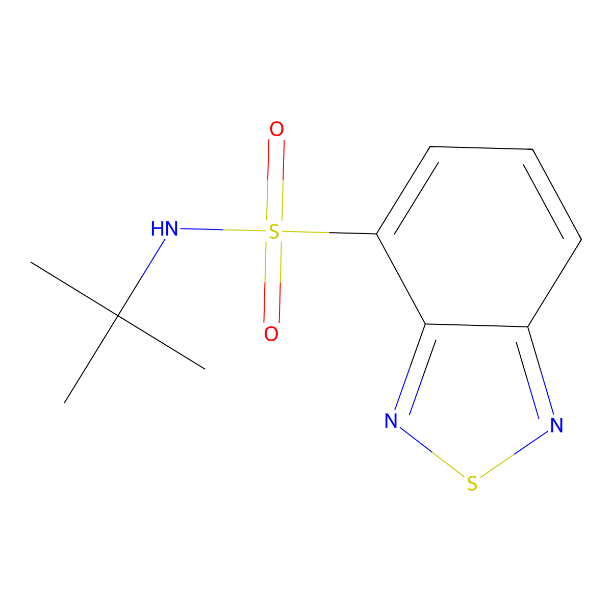 N-tert-butyl-2,1,3-benzothiadiazole-4-sulfonamide molecular structure, CAS 352024-41-0