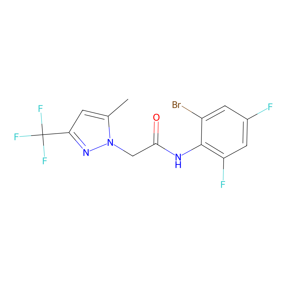 N-(2-bromo-4,6-difluorophenyl)-2-[5-methyl-3-(trifluoromethyl)pyrazol-1-yl]acetamide molecular structure, CAS 352024-61-4
