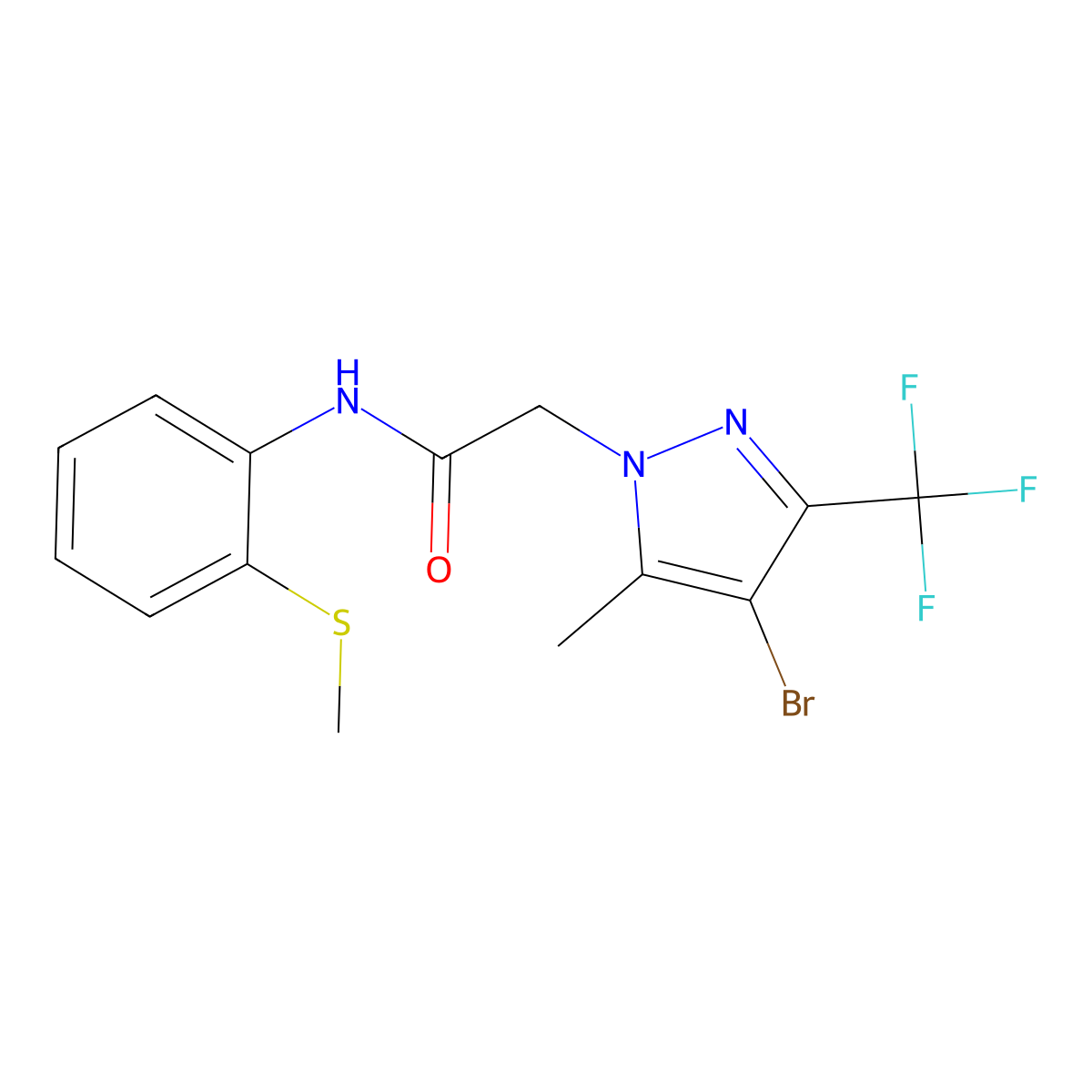 2-[4-bromo-5-methyl-3-(trifluoromethyl)-1H-pyrazol-1-yl]-N-[2-(methylsulfanyl)phenyl]acetamide molecular structure, CAS 352024-64-7