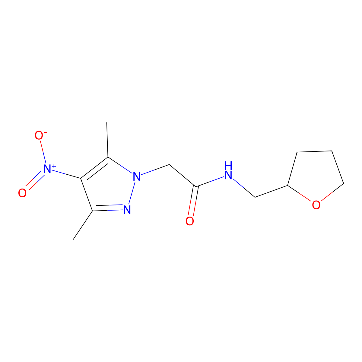 2-(3,5-dimethyl-4-nitropyrazol-1-yl)-N-(oxolan-2-ylmethyl)acetamide molecular structure, CAS 352024-66-9