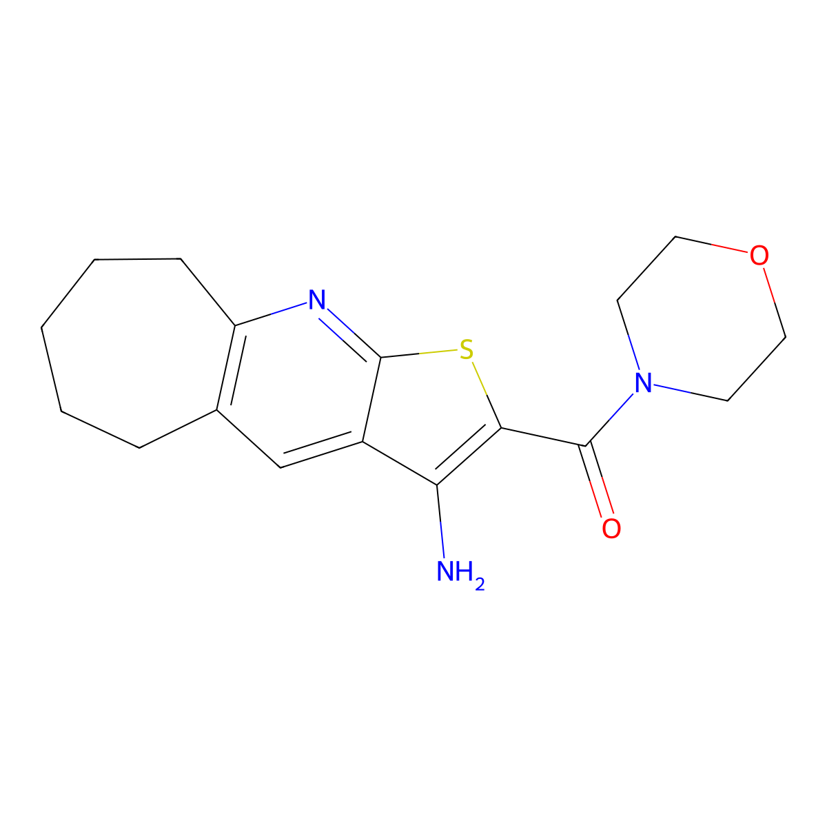 2-(4-Morpholinylcarbonyl)-6,7,8,9-tetrahydro-5H-cyclohepta[B]thieno[3,2-E]pyridin-3-amine molecular structure, CAS 352024-86-3