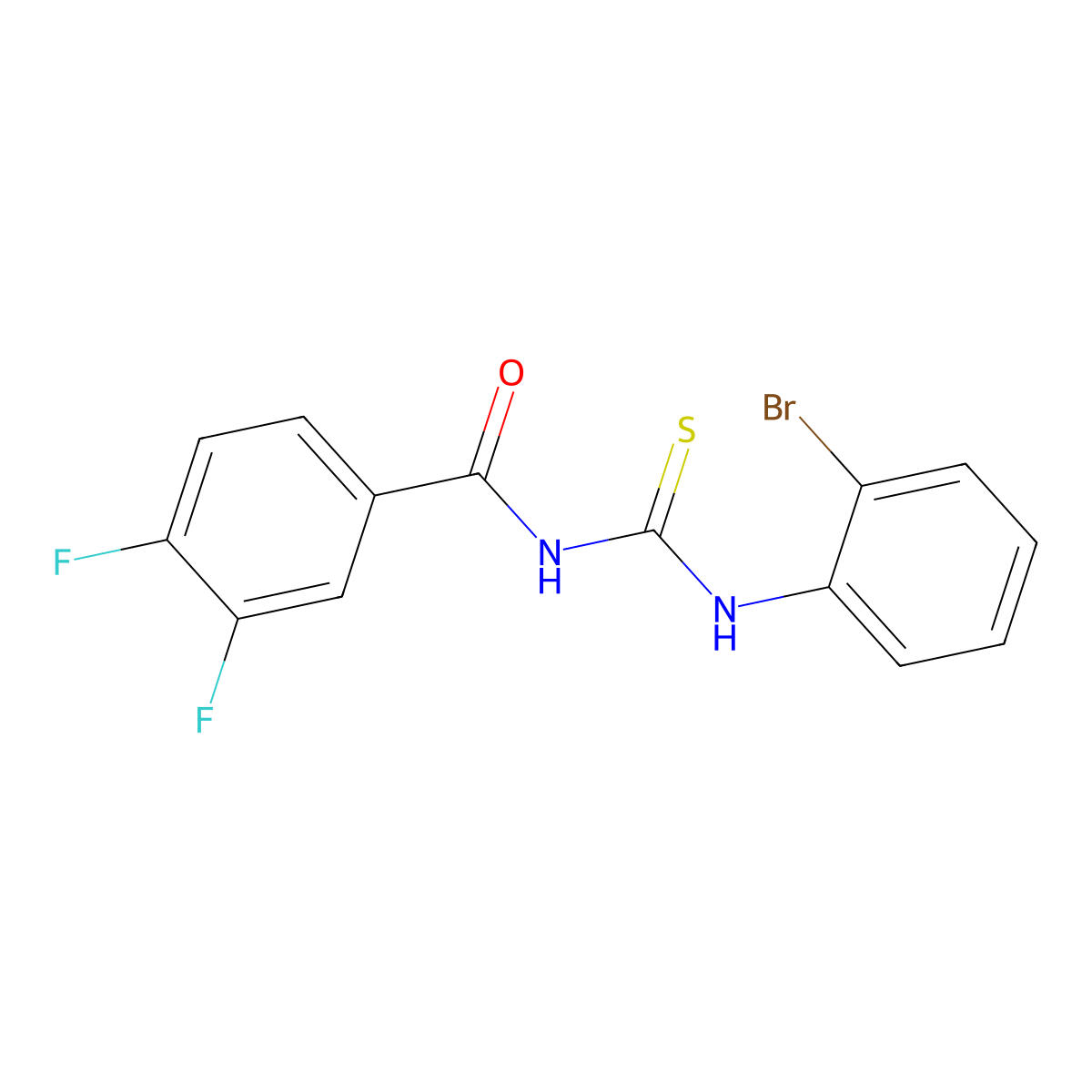 N-[(2-bromophenyl)carbamothioyl]-3,4-difluorobenzamide molecular structure, CAS 352024-98-7