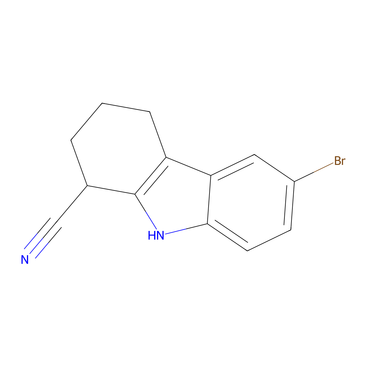 6-bromo-2,3,4,9-tetrahydro-1H-carbazole-1-carbonitrile molecular structure, CAS 352025-27-5