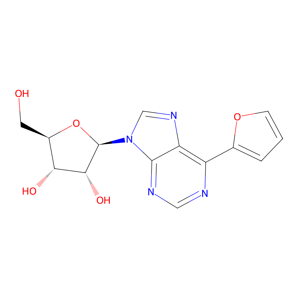 (2R,3R,4S,5R)-2-[6-(furan-2-yl)purin-9-yl]-5-(hydroxymethyl)oxolane-3,4-diol molecular structure, CAS 352025-81-1