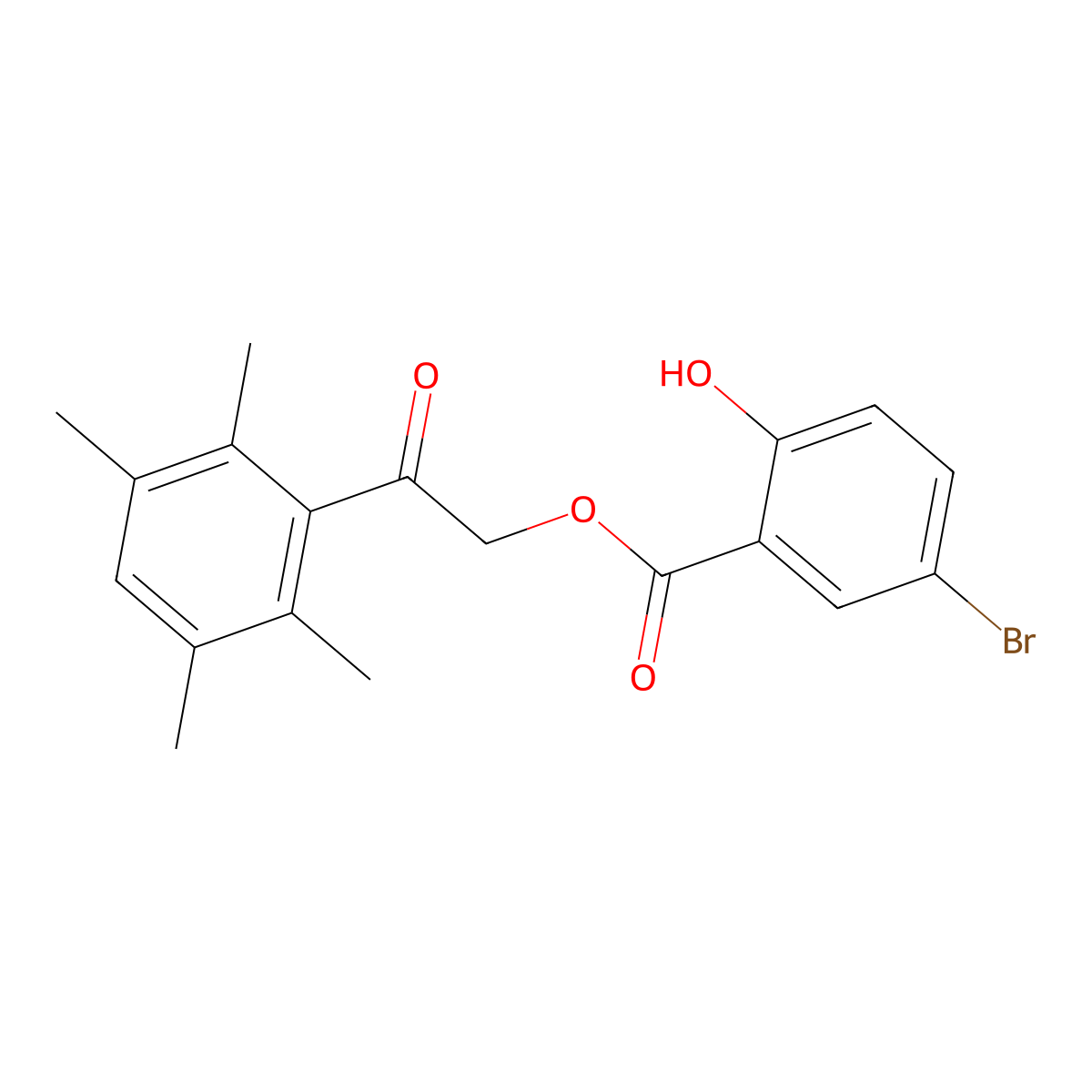 2-Oxo-2-(2,3,5,6-tetramethylphenyl)ethyl 5-bromo-2-hydroxybenzoate molecular structure, CAS 352030-73-0
