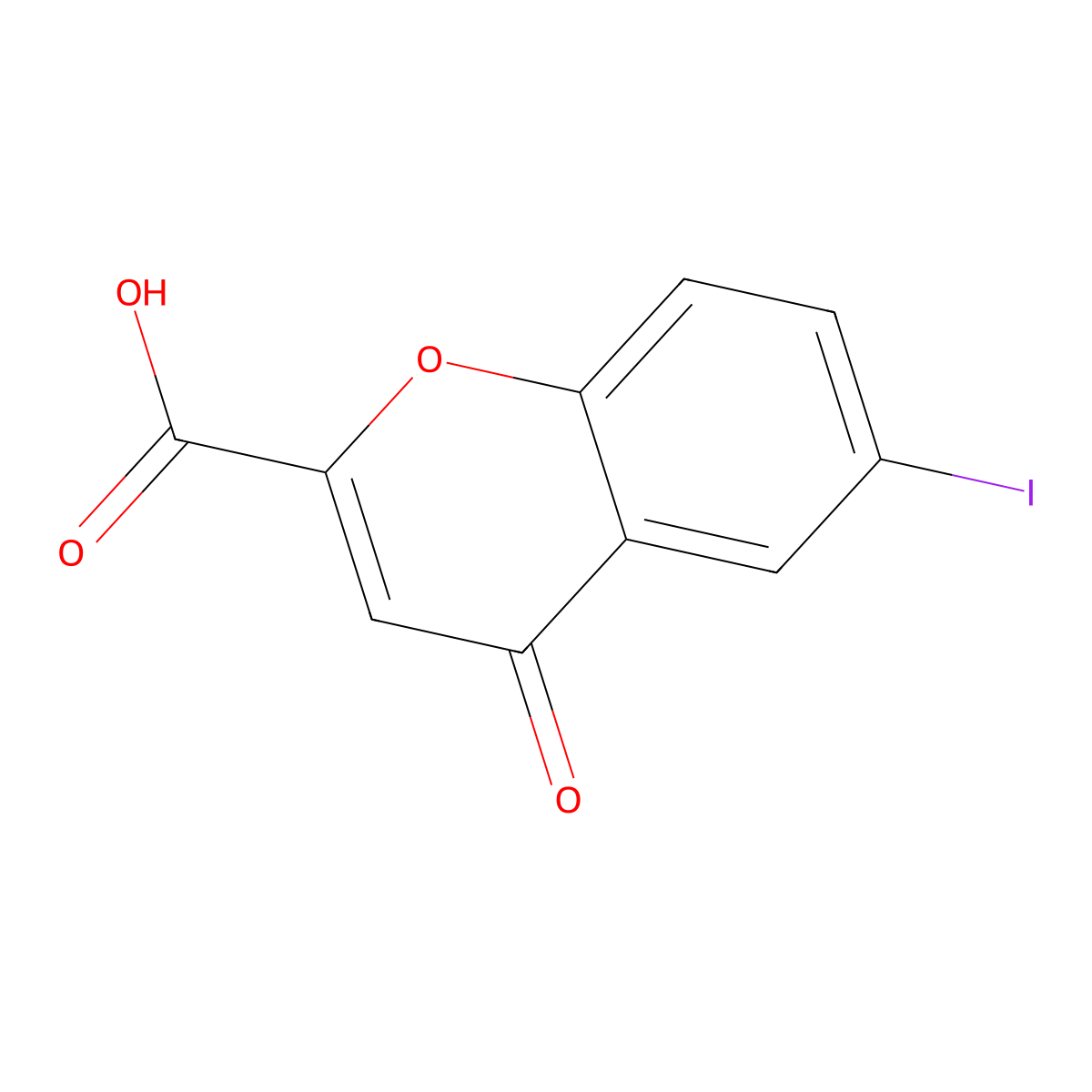 6-iodo-4-oxo-4H-chromene-2-carboxylic acid molecular structure, CAS 35204-43-4