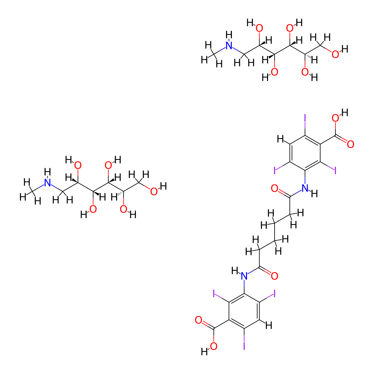 Iodipamide Meglumine molecular structure, CAS 3521-84-4
