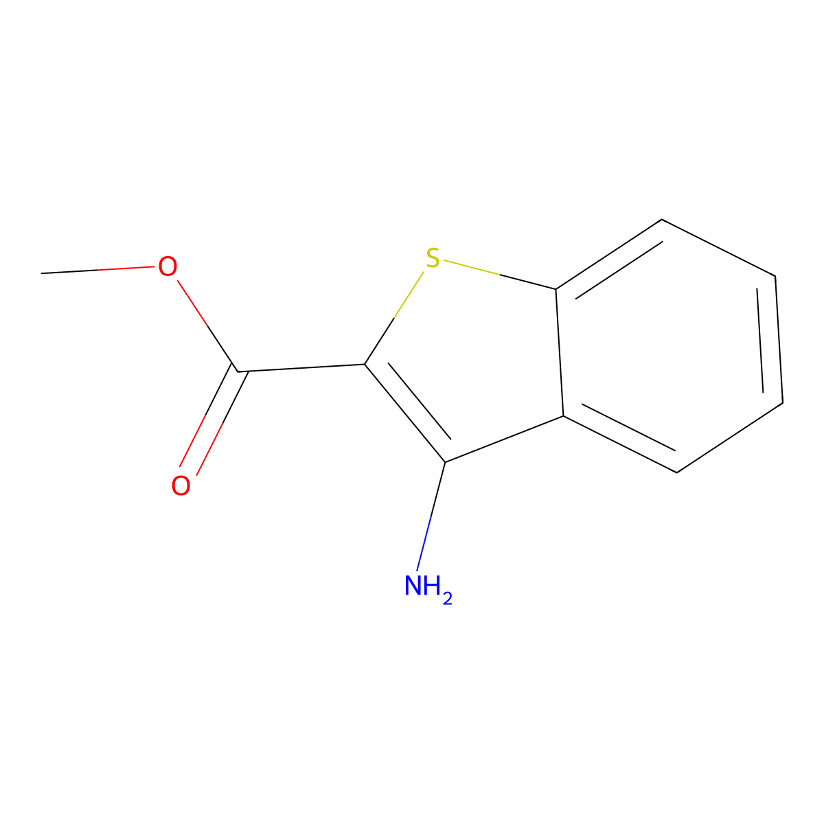 Methyl 3-aminobenzo[b]thiophene-2-carboxylate molecular structure, CAS 35212-85-2