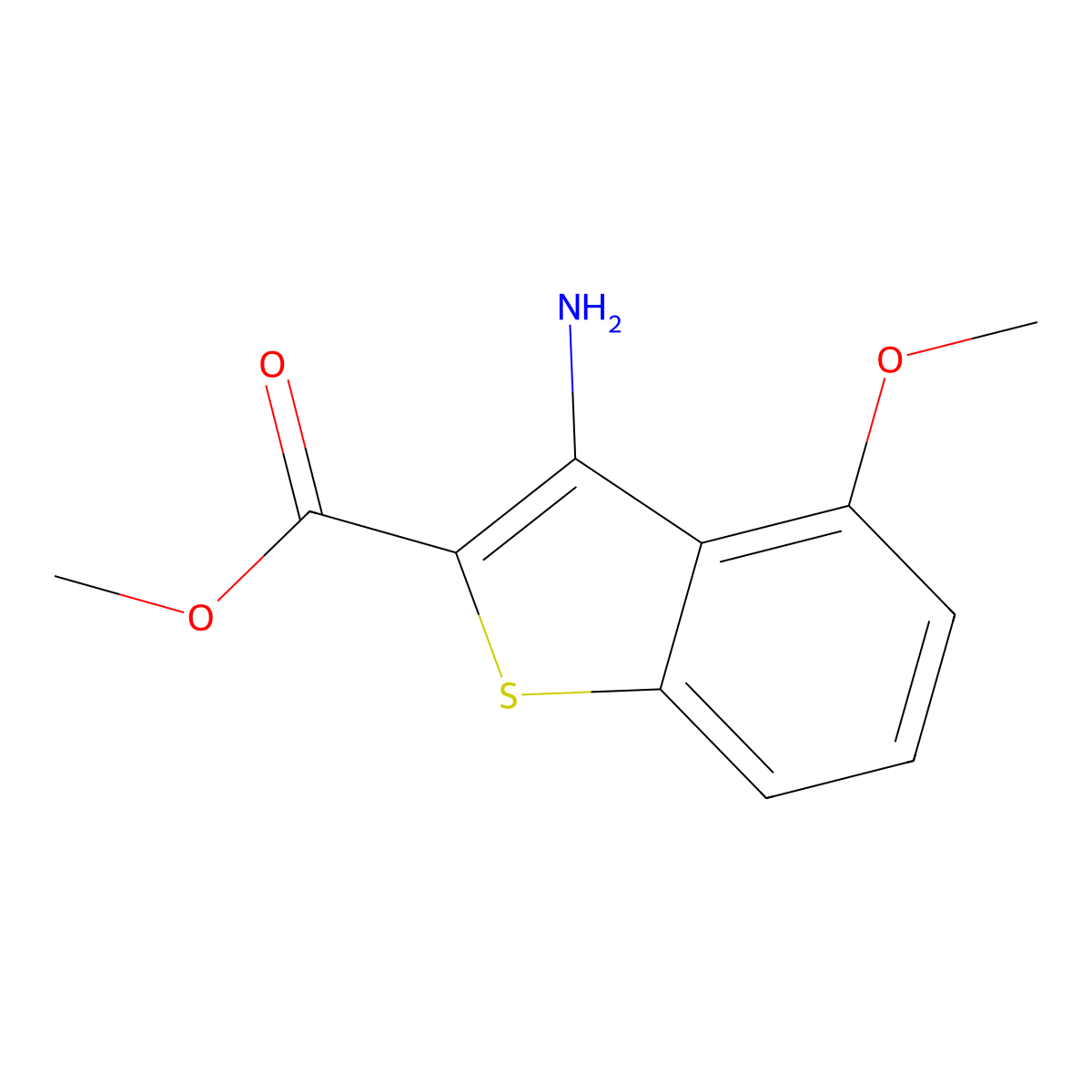 Methyl 3-amino-4-methoxy-1-benzothiophene-2-carboxylate molecular structure, CAS 35212-88-5