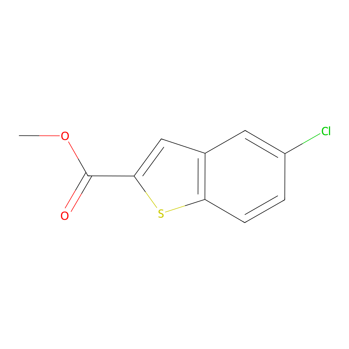 Methyl 5-chloro-1-benzothiophene-2-carboxylate molecular structure, CAS 35212-96-5