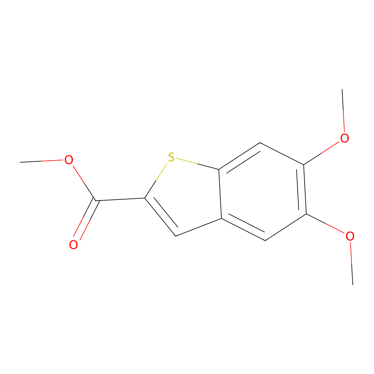 Methyl 5,6-dimethoxy-1-benzothiophene-2-carboxylate molecular structure, CAS 35212-99-8