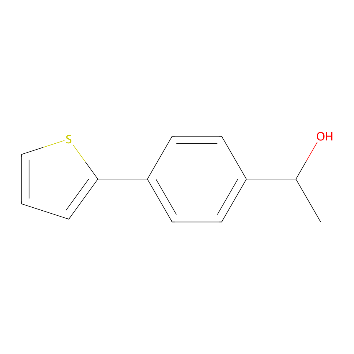 1-[4-(Thiophen-2-yl)phenyl]ethan-1-ol molecular structure, CAS 35216-04-7