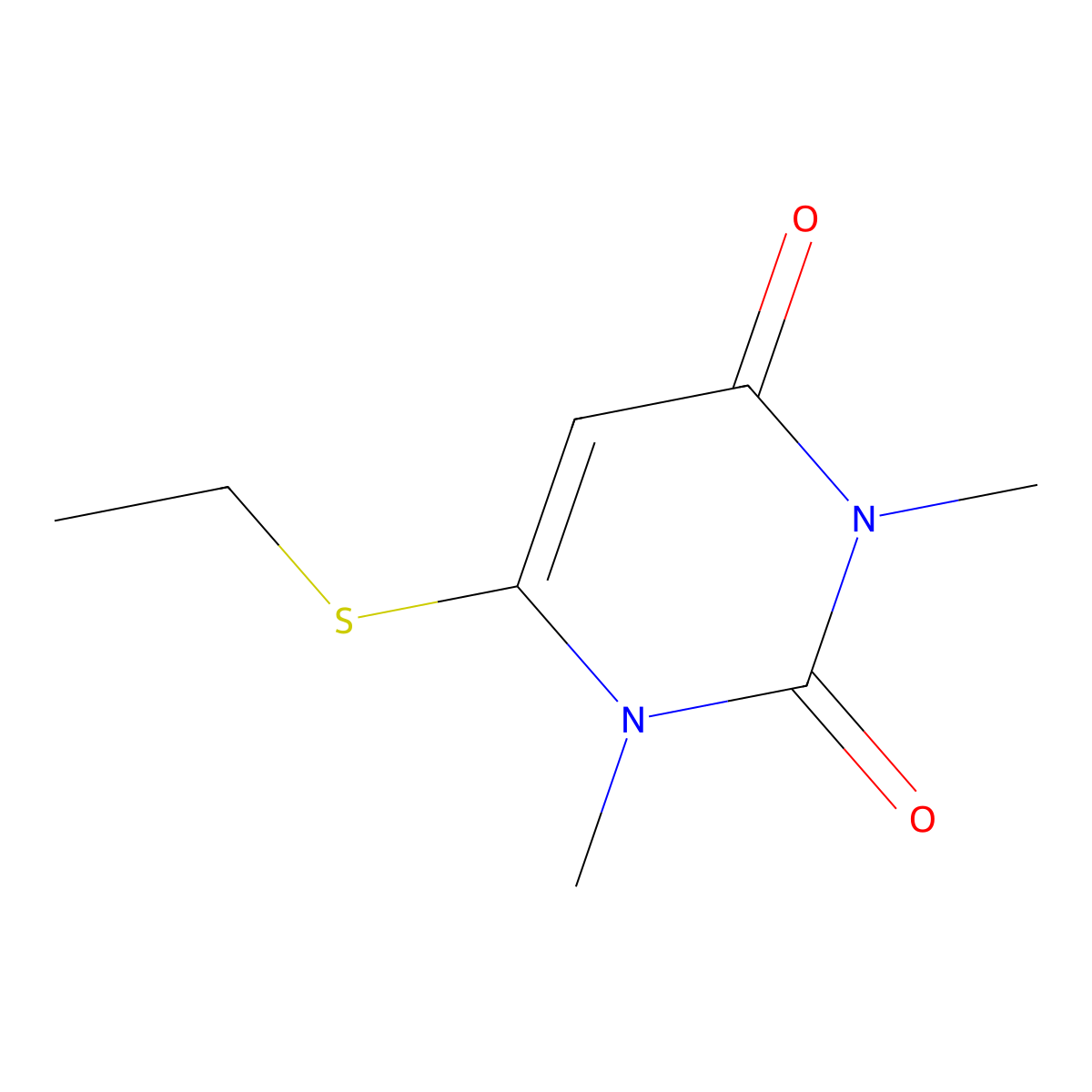 6-(Ethylthio)-1,3-dimethyluracil molecular structure, CAS 35218-96-3