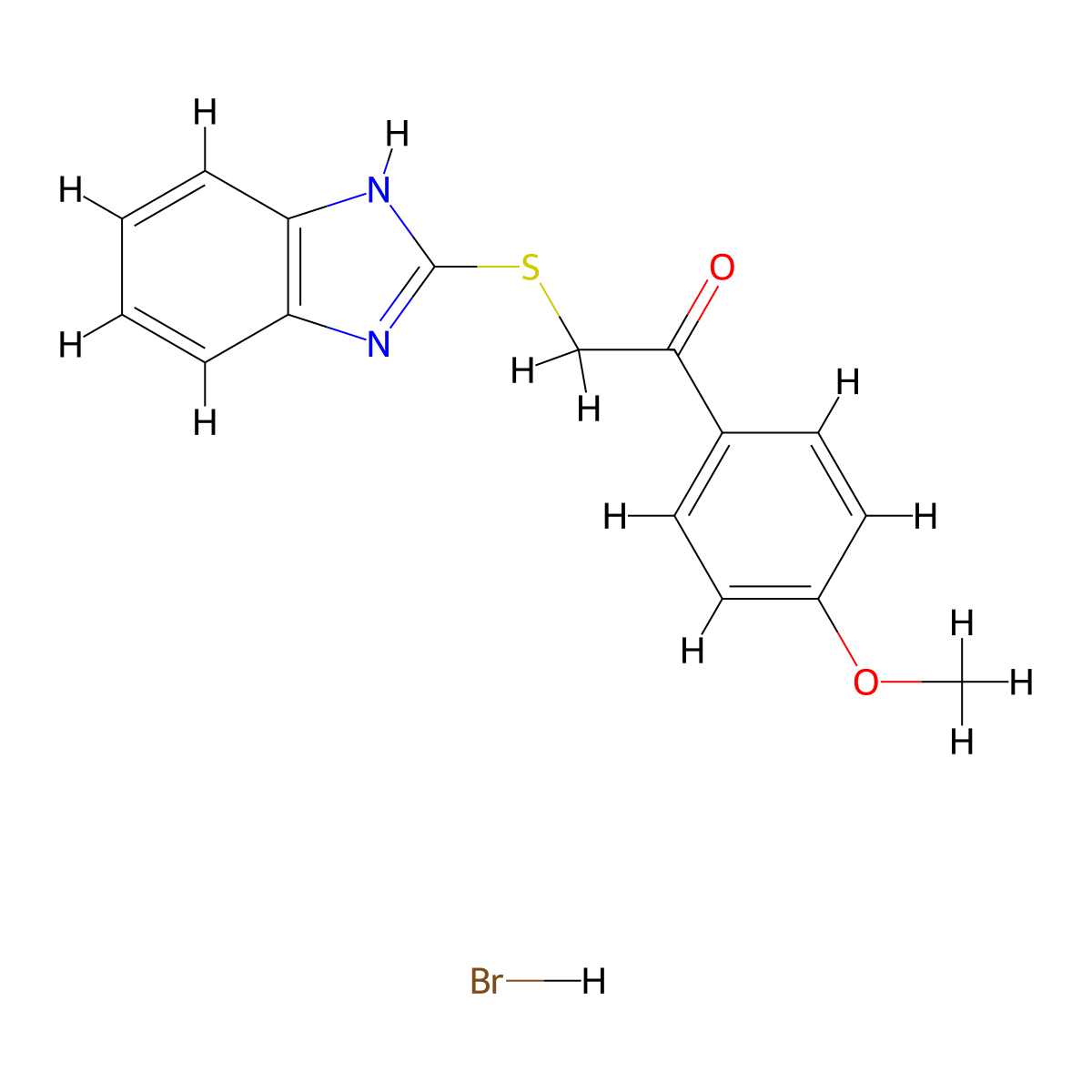 2-((1H-benzo[d]imidazol-2-yl)thio)-1-(4-methoxyphenyl)ethanone hydrobromide molecular structure, CAS 352200-41-0