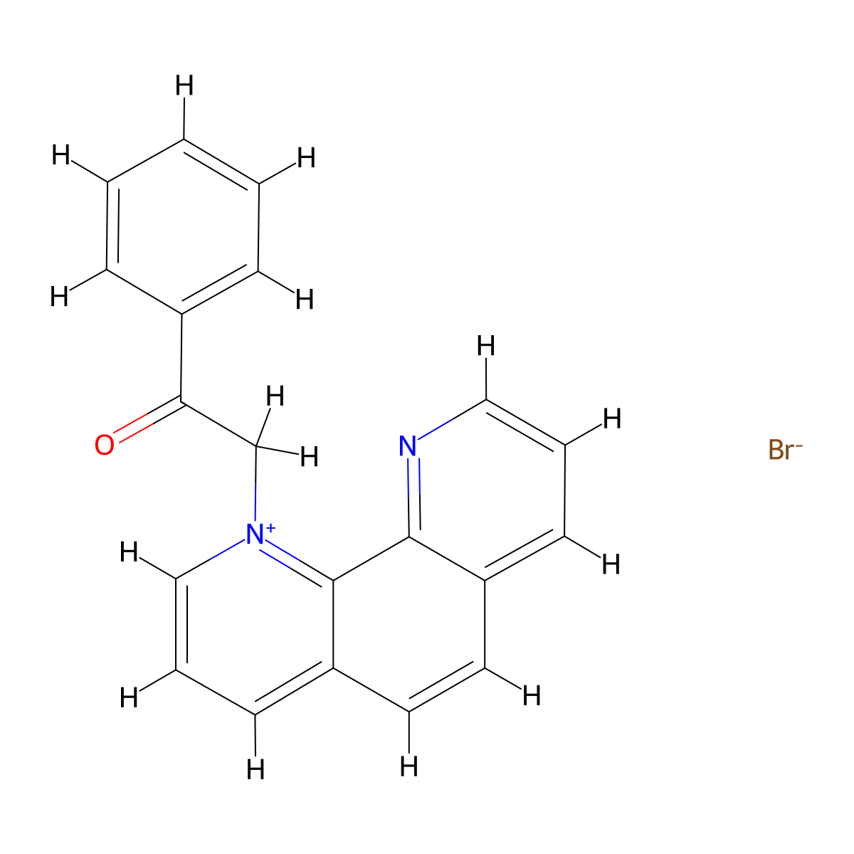 1,10-Phenanthrolinium, 1-(2-oxo-2-phenylethyl)-, bromide molecular structure, CAS 352200-47-6