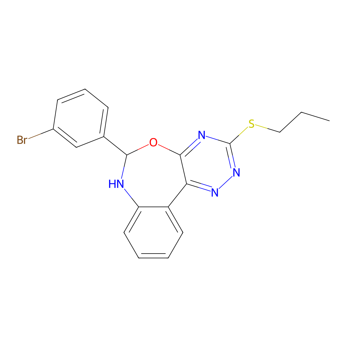 6-(3-Bromophenyl)-3-(propylsulfanyl)-6,7-dihydro[1,2,4]triazino[5,6-d][3,1]benzoxazepine molecular structure, CAS 352204-90-1